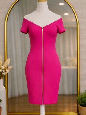 Haute Monde Women’s Off Shoulder Bodycon Dress Hot Pink Size XS (NWT)